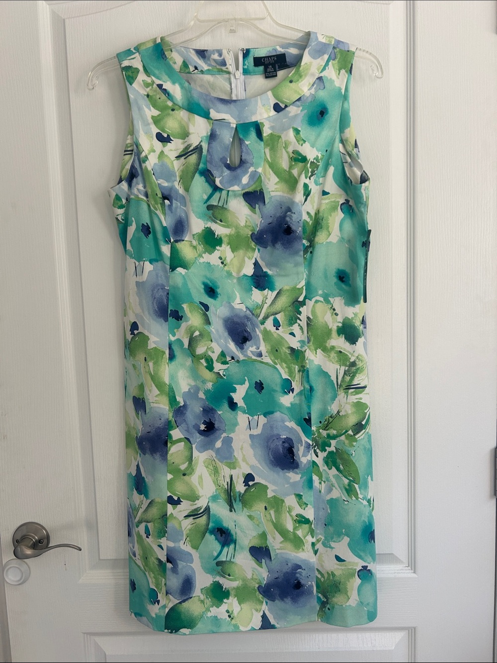 Chaps Floral Sleeveless Shift Dress - Teal, Blue & Green new with tags $90